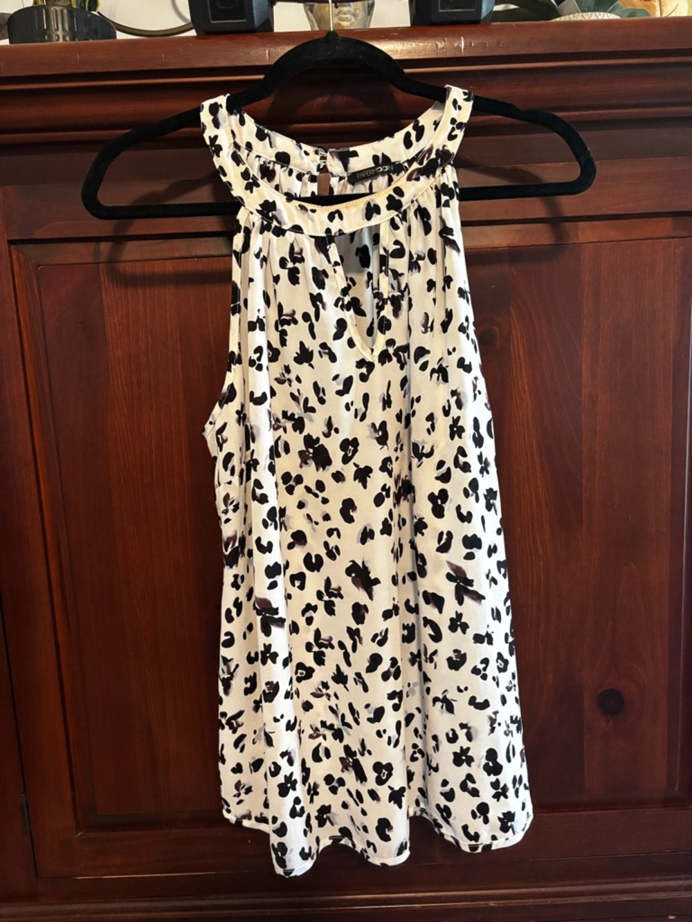 Papermoon White and Black Floral Halter Neck Blouse